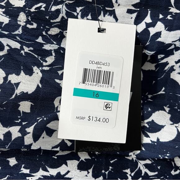 DKNY Floral Print Halter Neck Midi Dress ivory navy blue - 16 - Picture 10 of 11